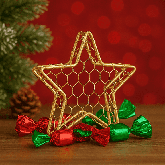 Satyankit Star Gift Basket Decorative Holiday Gold Iron Reusable Christmas Medium 1 pack