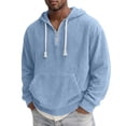thumbnail image 5 of SYwaren Men's Quarter Zip Corduroy Hoodie Pullover Sweatshirt Solid Color Kangaroo Pocket Casual Outdoor, 5 of 8