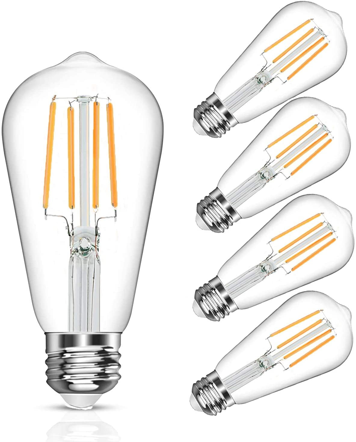 2700K Warm White Antique Clear Glass Retro Old Fashioned Non-Dimmable LED Energy Saving Bulbs Equivalent 40W Edison ST64 LED Light Bulb 4W E26 Base Vintage Filament Bulbs 2700K Warm White Antique Clear Glass Retro Old Fashioned Non-Dimmable LED Energy Saving Bulbs Equivalent 40W Edison ST64 LED Light Bulb 4W E26 Base Vintage Filament Bulbs