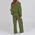 thumbnail image 4 of ICHUANYI Clearance Women's Pure Color Long Sleeved Sweater Casual Two-piece Long Sleeved Hooded Suit(Army Green, L) ICHUANYI WER2023081506058, 4 of 9