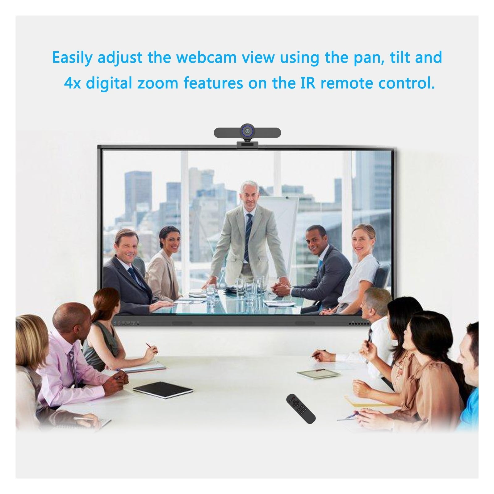 2.5K USB Webcam With 4x Digital Zoom Conference Cam 165 Degree FOV 3 Presets For Living Meeting Education PC, TV ,HD Video