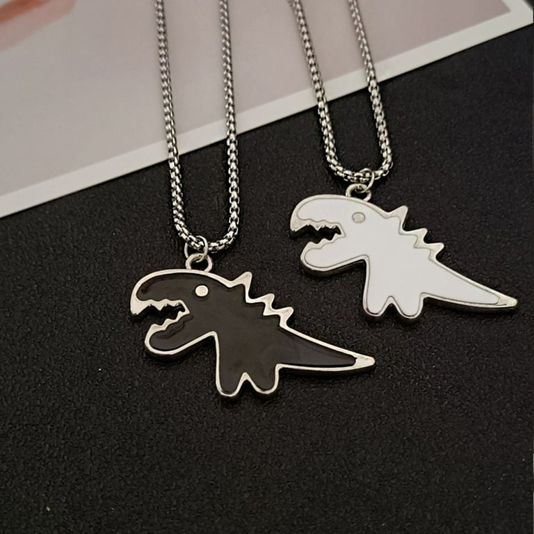 18k Gold Plated Stainless Steel T-Rex Dinosaur Pendant Necklace - 70cm Chain, Unisex Gift