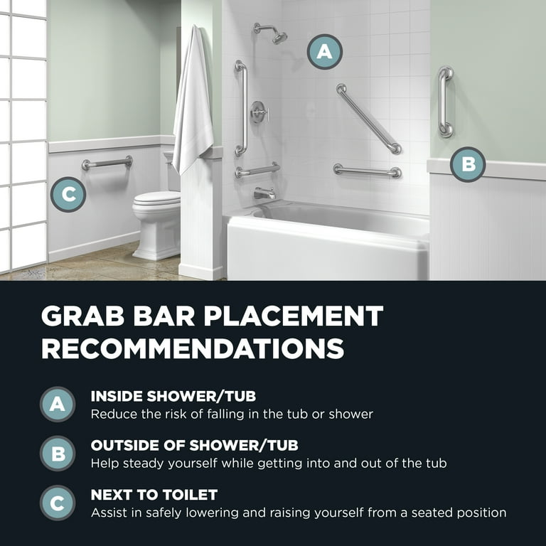 Placement Bathroom Grab Bars Bathtub Diagonal Grab Bar Placement