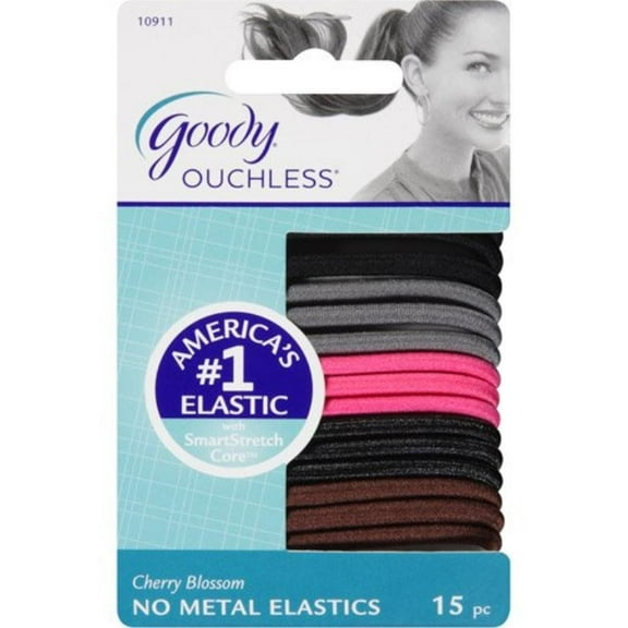 Goody Ouchless No Metal Hair Elastics Cherry Blossom 15 Count - Ponytail Holders & Scrunchies