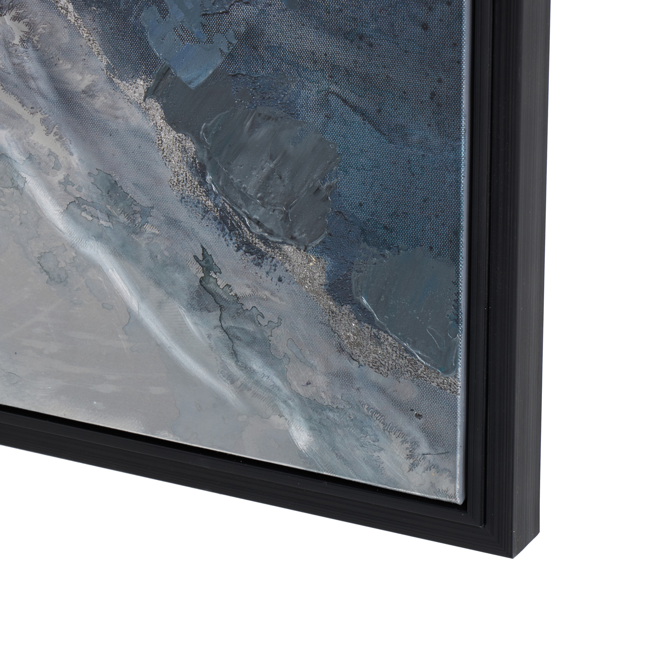 30" x 59" Abstract Framed Wall Art with Silver Foil Accents and Black Frame, by DecMode