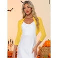 thumbnail image 2 of DARING DIVA Semi Sheer Elegant 3/4 Sleeves Blouse L Yellow, 2 of 6
