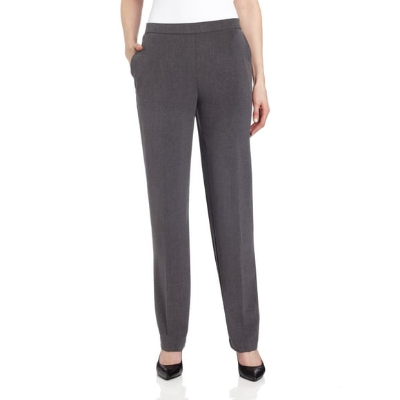 Briggs New York Womens Pull on Average Length & Short Length Dress Pants, Heather Grey, 16 US