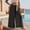 Black, variant on Pants For Women Cotton Linen Pleated Wide Leg Skirt Pants with Belt High Waist Casual Summer Vacation Trousers Khaki L