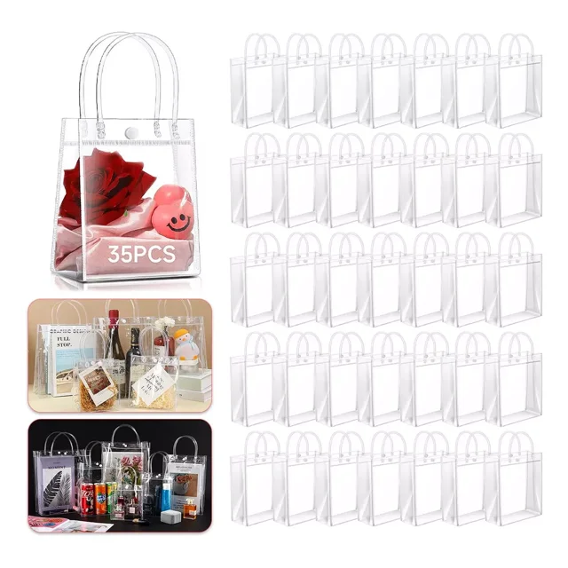 Bolsas De Regalo Transparentes Con Asa, 35 Piezas