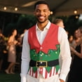 thumbnail image 4 of Yuyamidu Christmas Men's Classic Slim Fit Dress Vest Santa Claus Clothes Formal Wedding Prom Tuxedo Suit Vest with Pocket Lightweight Waistcoat Size 3XL, 4 of 7