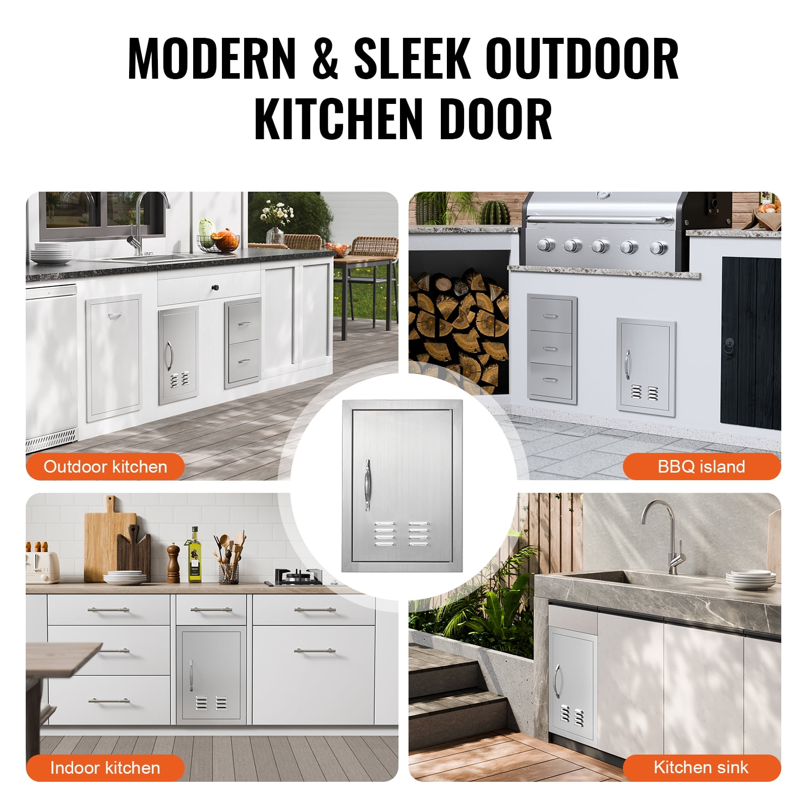 KFFKFF BBQ Island Access Door 14x20 Inch Stainless Steel Outdoor Kitchen Door