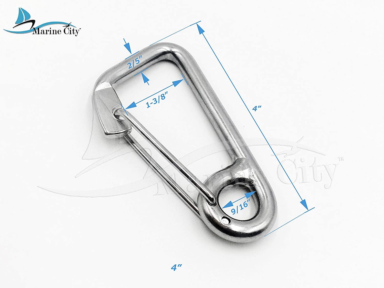 Marine City 316 Marine Grade Stainless Steel Carabiner Spring Snap Hook Boat C:2-3/8 inches - image 4 of 9