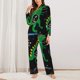 thumbnail image 2 of Balery Space Dino Cartoon Black Conjunto de Pijama con Estampado para Mujer, Conjunto de Dos Piezas con Manga Larga, Ropa de Dormir Suave con Bolsillos, Pijamas Cómodos-XX-Large, 2 of 7