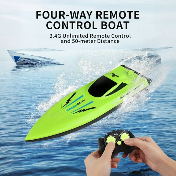 Remote Control Boat For S, 4-Channel 2.4G Rc Speed Boat With Dual Propellers, Rechargeable Electric Water Toy (Boat: 3 Aa Batteries, Remote: 2 Aa Batteries) - Ideal For