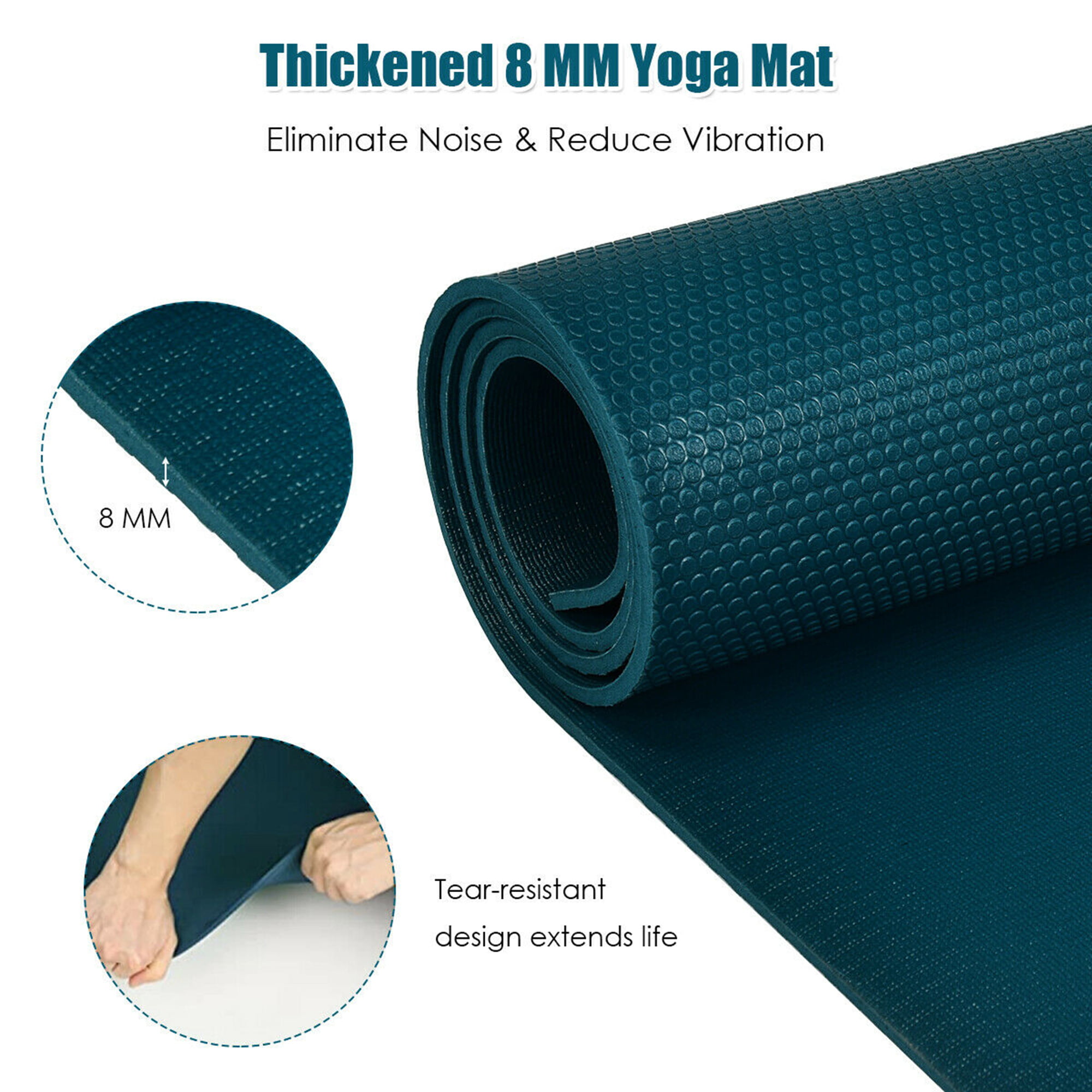 Gymax Large Mat 7' x 5' x 8 mm Thick Workout Mats for Home Gym Flooring Blue Walmart.com