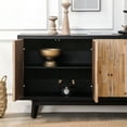 thumbnail image 4 of Textured Geometric Wooden 4-door Storage - Modern And Functional Unit Natural Wood Sideboard Pattern, Spacious, 4 of 6