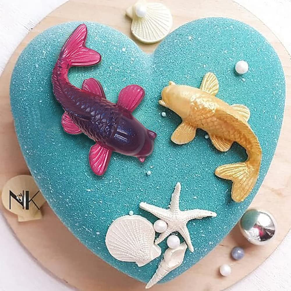 4pcs Koi Fish Silicone Resin Mold, DaKuan Carp Goldfish Decoration Epoxy Mold for DIY Making Decoration Bonsai Keychain Pendants