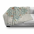 thumbnail image 2 of Floral Soft Flannel Fleece Throw Blanket, Eastern Style Blossoming Flowers and Leaves Delicate Strokes Vibes, Cozy Plush for Indoor and Outdoor Use, 60" x 80", Teal and Multicolor, by Ambesonne, 2 of 5