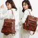 thumbnail image 5 of Mochila de cuero para mujer, diseño multiusos, convertible, bolso de hombro, bolso de viaje, color marrón, 5 of 5