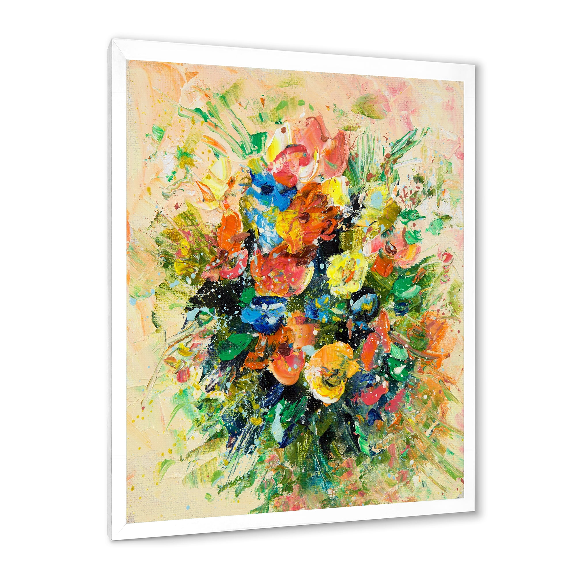 Designart 'Ancient Fresh Flowers Bouquet Of Wildflowers' Traditional Framed Art Print