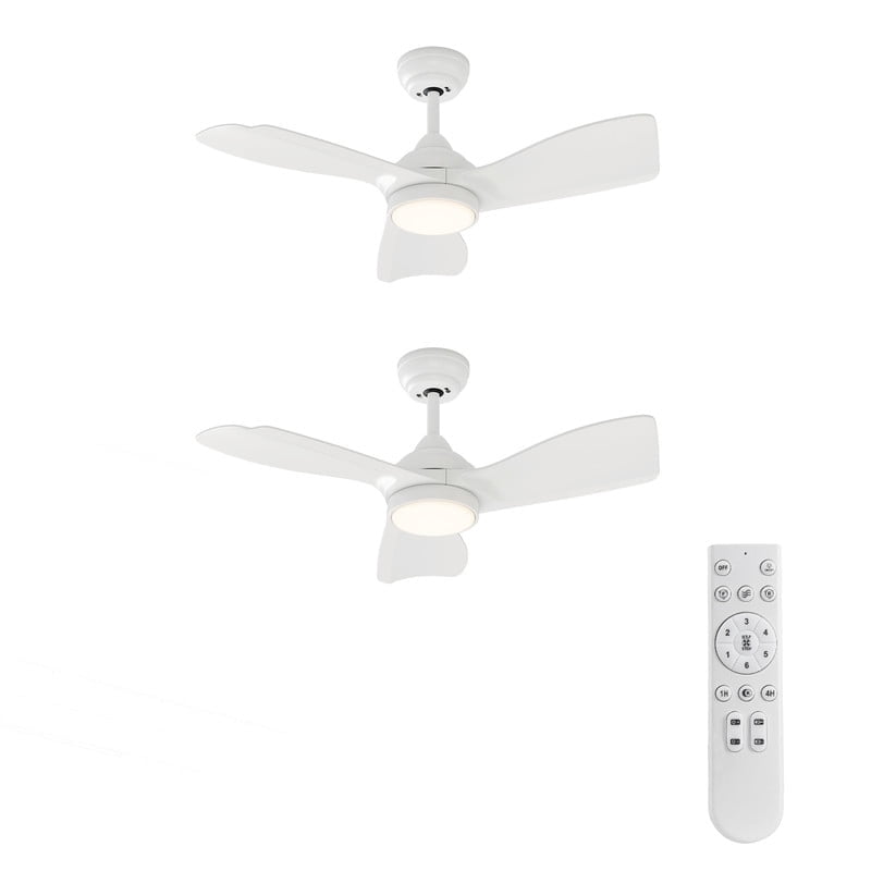 Warmiplanet 2-Pack 30" Small Ceiling Fan with Light & Remote, White, Dual-Color Blades, DC Motor, 6 Speeds, 3-Color Light, Reversible, Timer