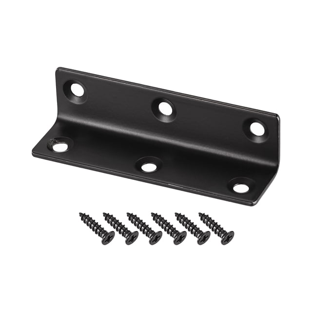 Unique Bargains Équerre d'Angle Noire en Forme de L 22x22x80mm Lot de 4