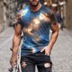 thumbnail image 2 of Camiseta Casual de Impresión Del Cielo de los Hombres, Cuello Redondo de Manga Corta para la Playa Y el Uso Diario, Camiseta de Verano Elástica para el Ocio Y la Fiesta, 2 of 5