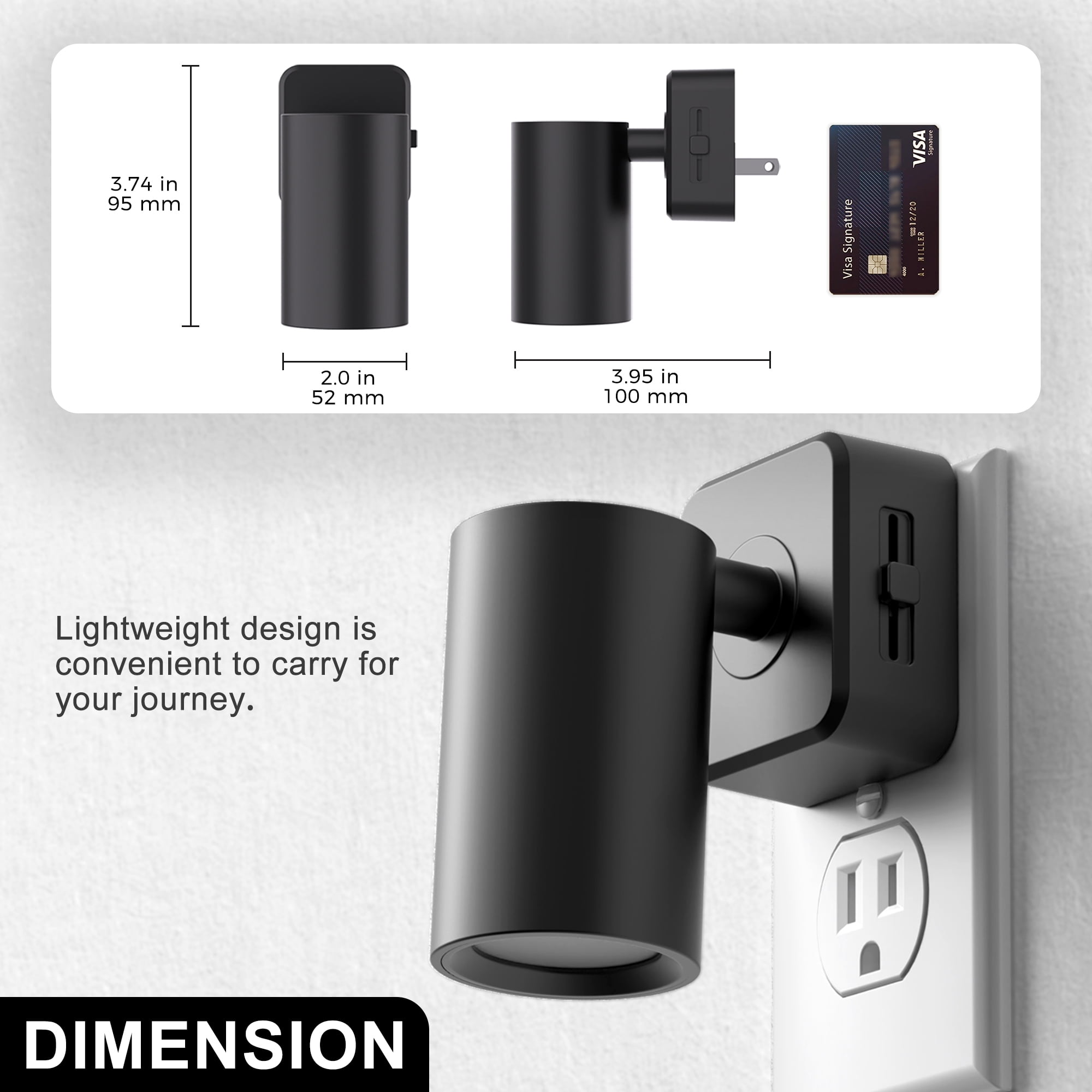 Set of 2 Adjustable Dimmable LED Night Lights with Warm White Glow