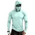 thumbnail image 3 of Nestiefly UPF 50 Long Sleeve Men Rash Guard, UV Sun Protection Shirts Lightweight Hoodies for Hiking Fishing with Mask Mint Green 2XL, 3 of 10