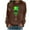 Brown, variant on Womens St. Patrick's Day Sweatshirts Shamrock Graphic Tops Long Sleeve Crewneck Pullover Blouses