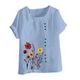 thumbnail image 4 of Vmvidoty 2026 Women's Soft Short Sleeve Tee Spring And Summer Round Neck Rose Print Short Sleeve Casual Fashion Button T-Shirt Light Blue XXXXL, 4 of 5