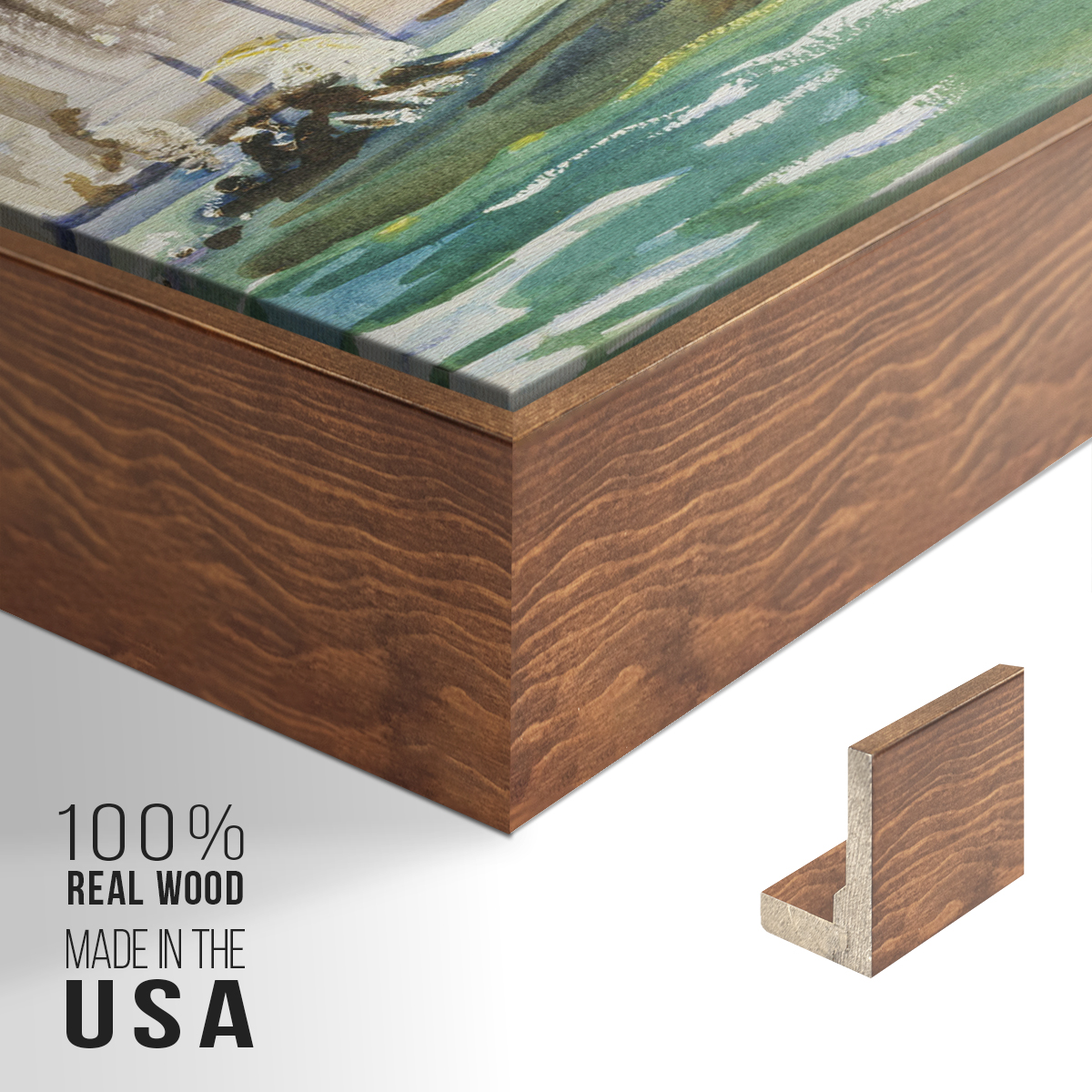Vintage Landscape-CXLIV By Wexford Home Framed in Walnut Wood Gallery Wrapped Canvas 27 in. x 41 in.