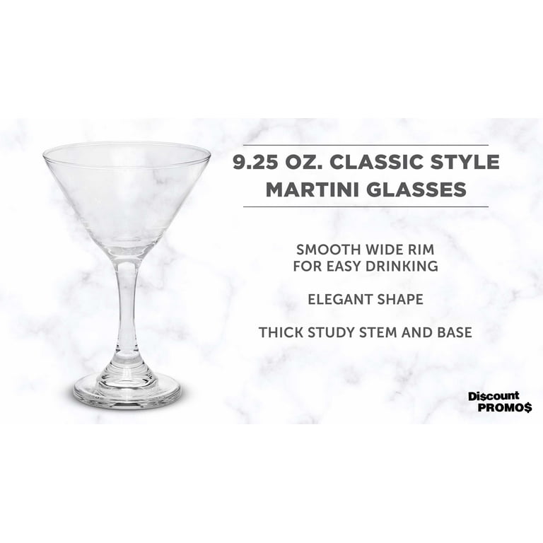 Classic Martini Glasses 9.25 oz. Set of 10, Bulk Pack - Great for  Cocktails, Wedding Favors, Party Favors, Events - Clear