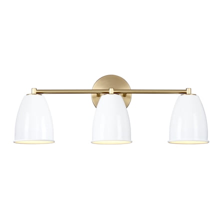 Designers Fountain Biba 24 inch 3-Light Brushed Gold Modern Bathroom Vanity Light Fixture with Ice Mist Metal Shades, D300M-3B-BG