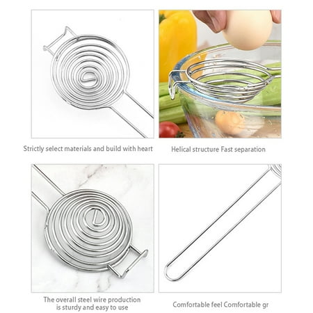 

Portable 1PC Egg White Separator Spiral Stainless Steel Egg White Separator