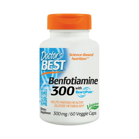 Doctor's Best Benfotiamine, Non-GMO, Vegan, Gluten free, Soy Free, Helps Maintain Blood Sugar Levels, 300 mg, 60 Veggie (Best Supplements For Blood Type A)