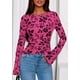 thumbnail image 2 of Top PRETTYGARDEN para Mujer con Malla Floral de Manga Larga en Rosa Fucsia, 2 of 9