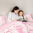 thumbnail image 4 of Manfei Cartoon Bow Letter L Monogrammed Twin Comforter Sets 3-Piece for Girls Teens,Polka Dots Cute Alphabet Bedding Set for Kids,Pink Reversible,Breathable Home Decor, 4 of 6