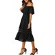 thumbnail image 4 of INSPIRE CHIC Vestido de Mujer con Mangas de Volante, Off The Shoulder, con Volantes y Inserción de Encaje, Maxi Vestidos XL Negro, 4 of 8
