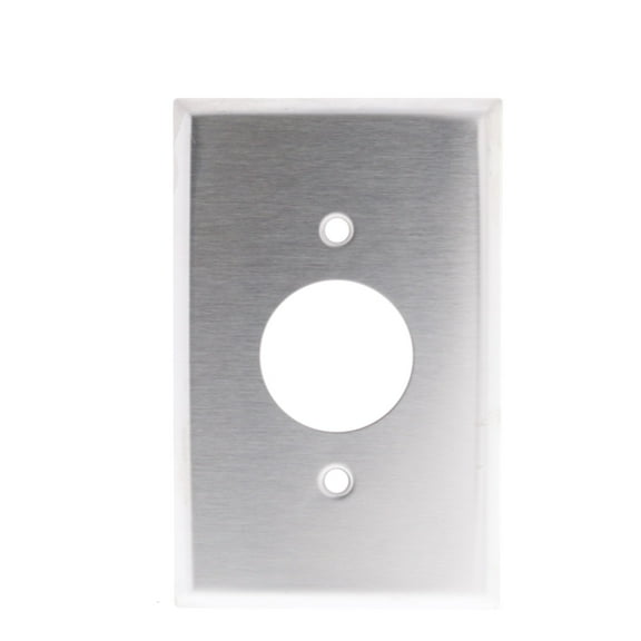 Cooper Wiring Devices 93991 1-Gang Single Receptacle Wall Plate, 1.41" Diameter Opening, Mid-Size, Stainless Steel