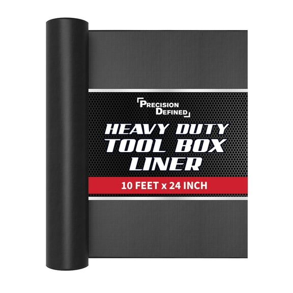 Precision Defined Professional Grade Tool Box Liner, 24" x 10 ft, Black | Tool Box Drawer Liner, Shelf Liner Non Slip Mat, Thick Cabinet Shelf Liner