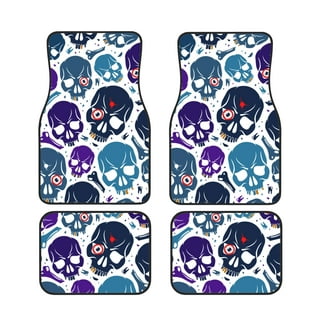Custom Skull Shuriken Blue Floor Mats