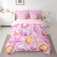 thumbnail image 2 of Erosebridal Starfish Seashell Bedding Sets Twin Size,Pink Golden Comforter Sets with Sheets,Breathable Reversible Bed in a Bag Twin size,Marine Room Decorative,7pcs, 2 of 6
