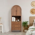 thumbnail image 5 of 71” Tall Arched Storage Cabinet with Drawer,Farmhouse Arched Bookcase with Door,Freestanding Arch Tall Pantry with Countertop for Kitchen Living Room (Walnut, 71inch), 5 of 15