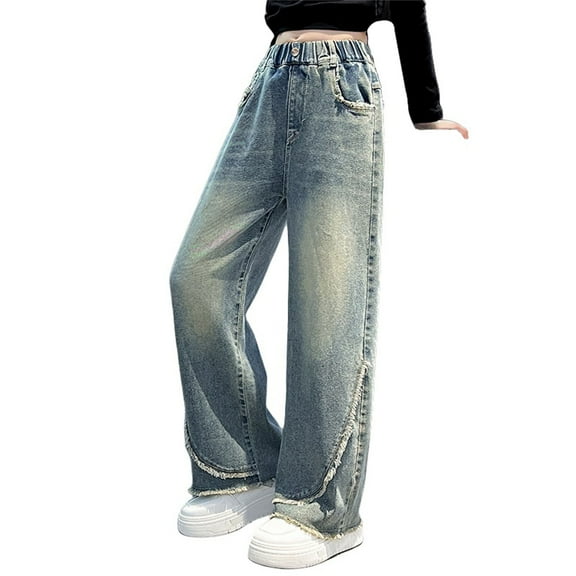 JLMSPLWG Camo Jeans Baby Jeans Petite Wide Leg Jeans 2t Sweatpants Boys Girls Baggy Sweatpants Sweat Pants Size 10-12 10 Year Old Girl Gifts, Blue 10-11 Years