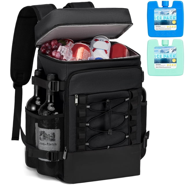 Mochila térmica MIYCOO, 28 L, aislante, 40 latas con 2 bolsas de hielo, negra