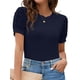 thumbnail image 2 of Txlixc Camiseta de Mujer, Cuello Redondo Manga Corta Patchwork Verano Slim Fit Tops para Casual Diario Txlixc Estilo de ocio, 2 of 5