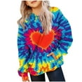 thumbnail image 2 of Girls Pullover Hoodie Red Tie-Dye with Red Heart, Soft Stretch 95% Polyester for 4-12Y (Sizes 90-160),Size 7-8T, 2 of 6