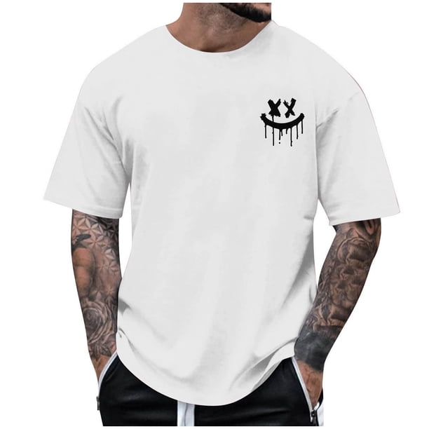Camisetas de Cuello de la Tripulación de los Hombres de Poliéster Impreso en Seco Rápido, Cuello Redondo de Corte 3D para Gimnasio, Carrera, Ciclismo Y Ocasional