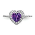 thumbnail image 5 of Solid 14k White Gold 6mm Heart Amethyst Purple February Gemstone VS Diamond Engagement Ring Size 6.5 (.136 cttw.), 5 of 6